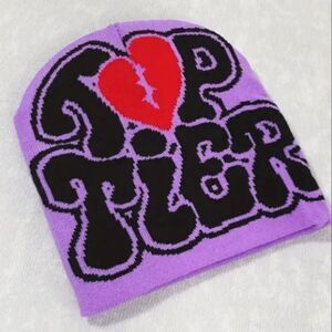 Top Tier Purple Beanie with Red Heart